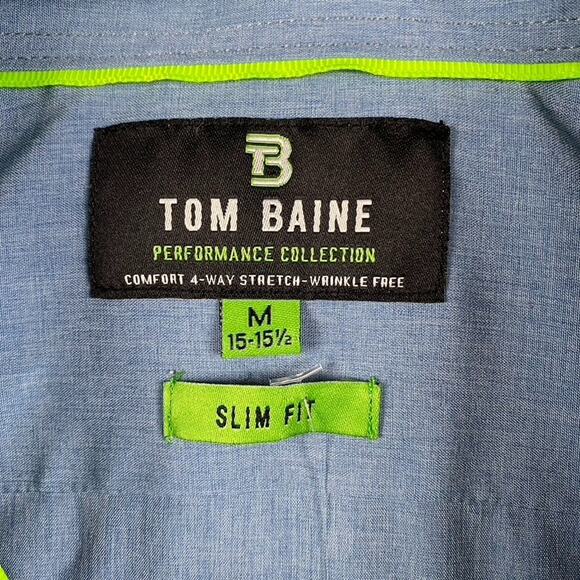 Tom Baine Slim Fit Performance Stretch Button Shirt Men's 15-15.5 Medium New - Picture 5 of 9